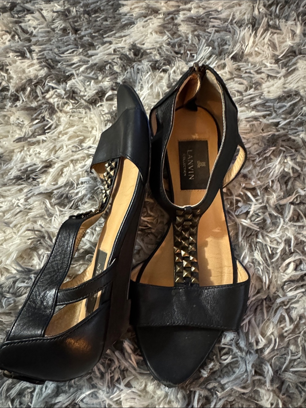 Lanvin Open toe black leather Lanvin Collection sandals